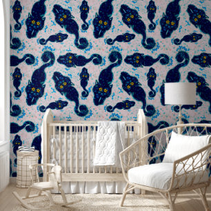 Papier Peint Cute Chats Noirs Avec Fleurs Design Motif