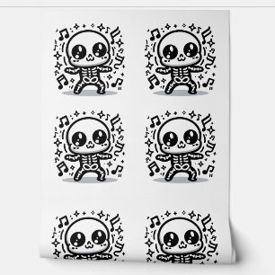 Papier Peint Cute Dancing Skeleton Fun Kawaii Salle d'Halloween