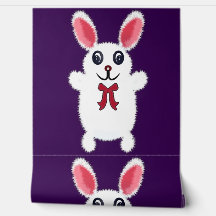 Cute Fluffy White Bunny Rabbit with Red Bow - Chri