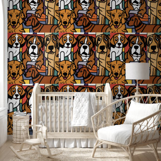 Papier Peint Cute Funny Secourir Chien Abstrait Motif d'art