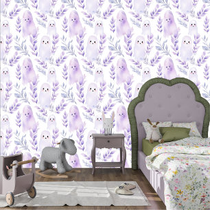 Papier Peint Cute Ghost Pastel Halloween Design sans couture