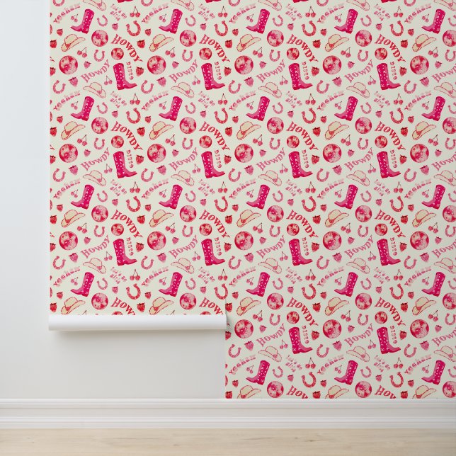 Papier Peint Cute Girl Rose Red Disco Cowgirl Aesthétique (Application)