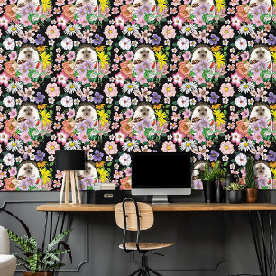 Papier Peint Cute Hérisson Floral