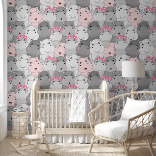 Papier Peint Cute Hippos Motif Nursery