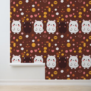 Papier Peint Cute Kawaii Chats Motif avec sucreries