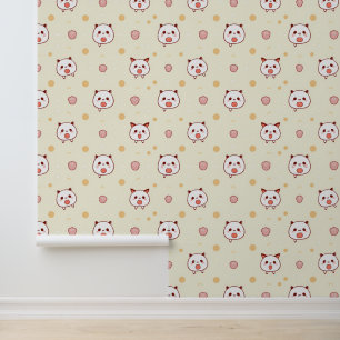 Papier Peint Cute Kawaii Motif de chat avec points