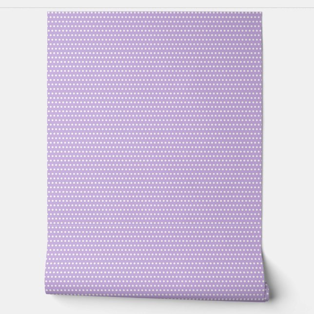 Papier Peint Cute lavande et Motif À petits pois blanc (Déroulement)