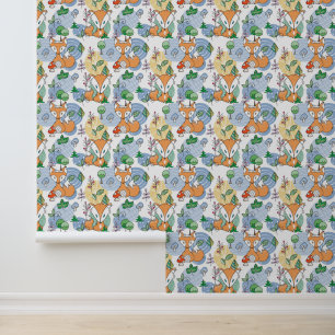 Papier Peint Cute Little Fox Motif