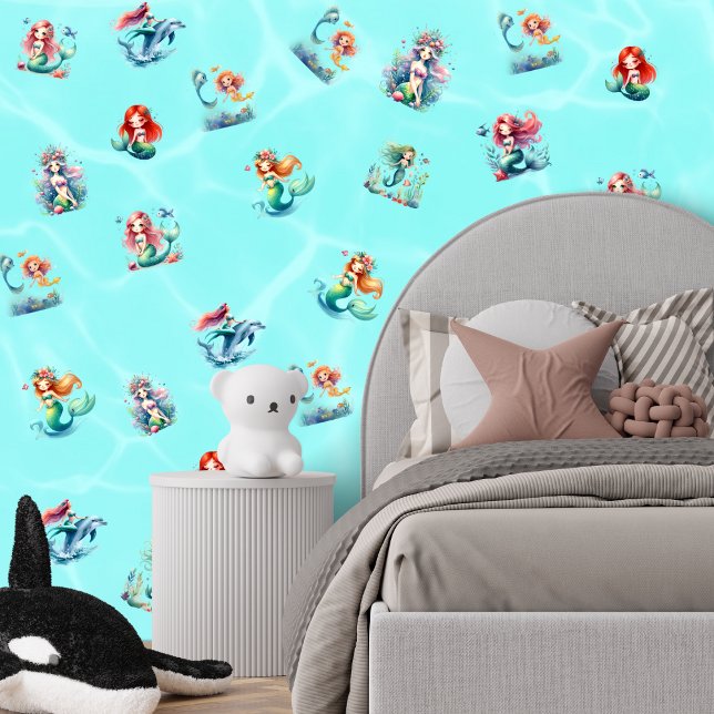 Papier Peint Cute Mermaids Thème Enfants Salle De Jeu (Créateur téléchargé)