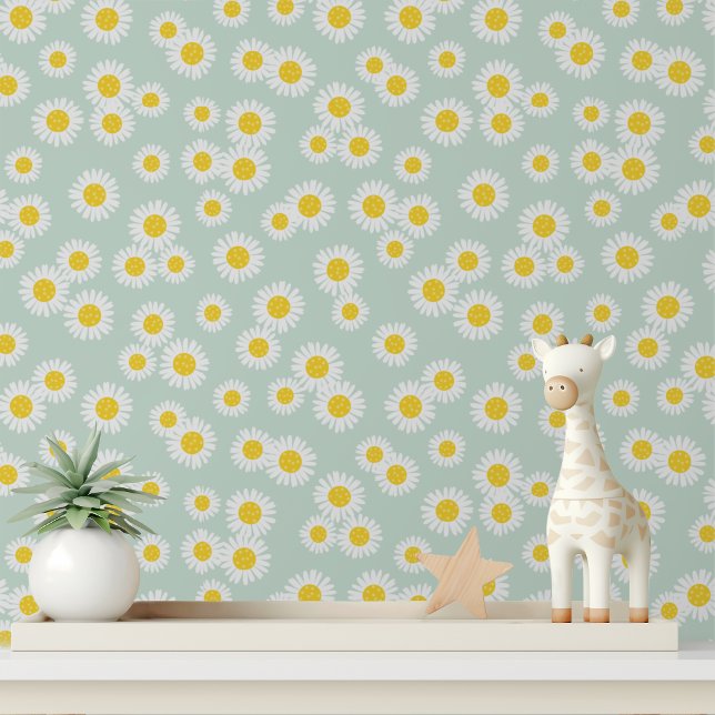 Papier Peint Cute Moderne Blanc Fleurs Faisy Motif Floral (Créateur téléchargé)
