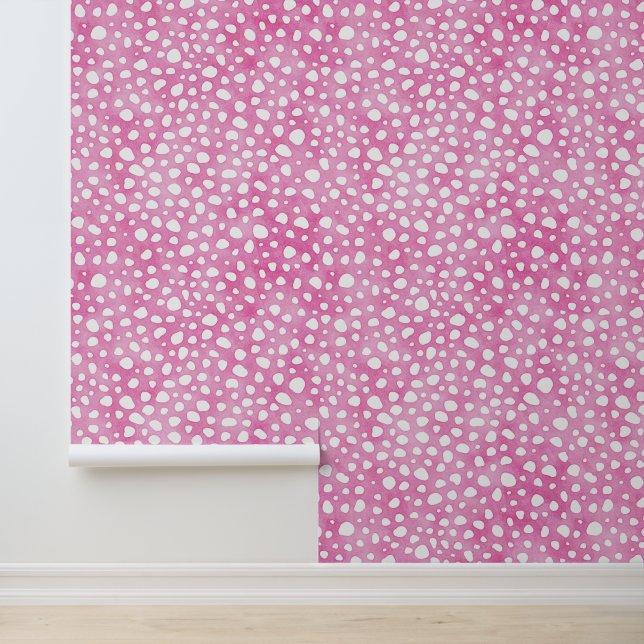 Papier Peint Cute Motif de Cheetah rose et blanc (Application)