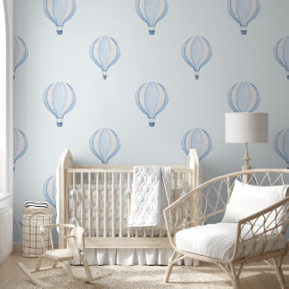 Papier Peint Cute Pastel Blue Hot Air Balloon Baby Boy Nursery