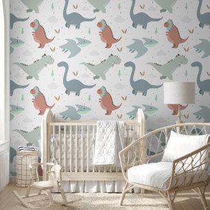 Papier Peint Cute Pastel Dinosaur Baby Nursery Peel & Stick