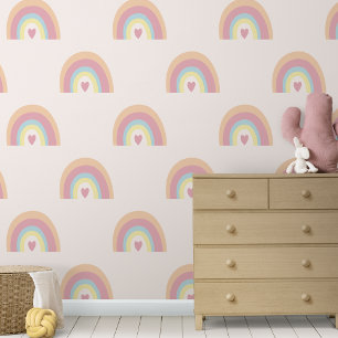 Papier Peint Cute Pastel Rainbows Baby Girl Nursery