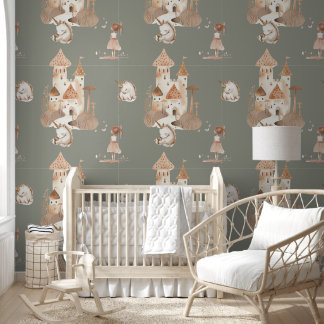 Papier Peint Cute Princess Castle Unicorn