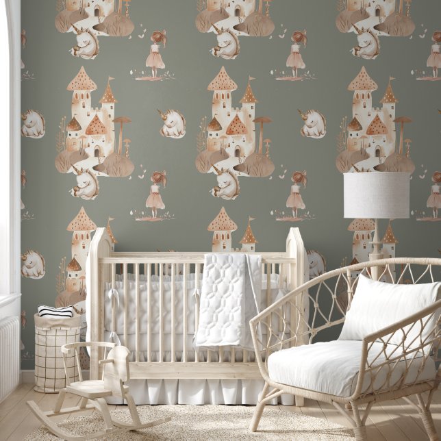 Papier Peint Cute Princess Castle Unicorn (Enfants)