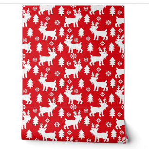 Papier Peint Cute Red Christmas Reindeer Motif Enfants Nursery