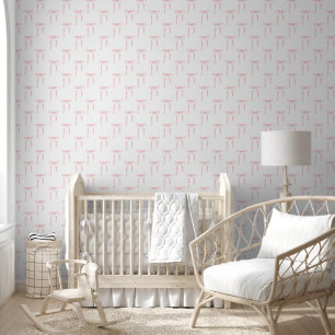 Papier Peint Cute Rose Bows Aquarelle Bébé Fille Nursery