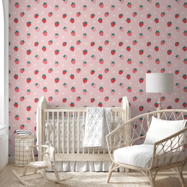 Papier Peint Cute rose fraise Berry Sweet Nursery Room (Enfants)