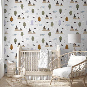 Papier Peint Cute Simple Forêt d'arbre de montagne Moderne Garç