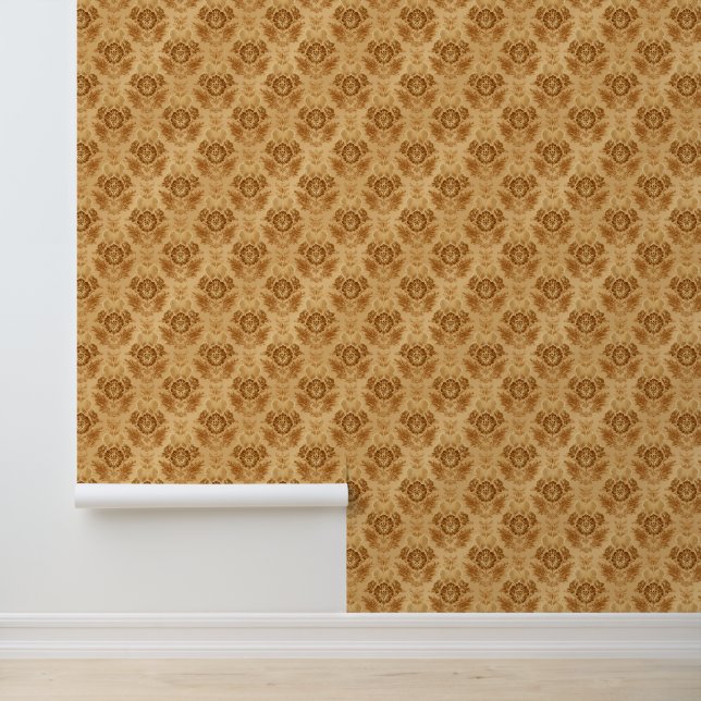 Papier Peint Damas Or Floral Doux (Application)