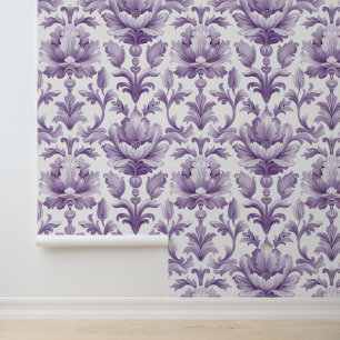 Papier Peint Damas texture luxueuse de fleurs violettes