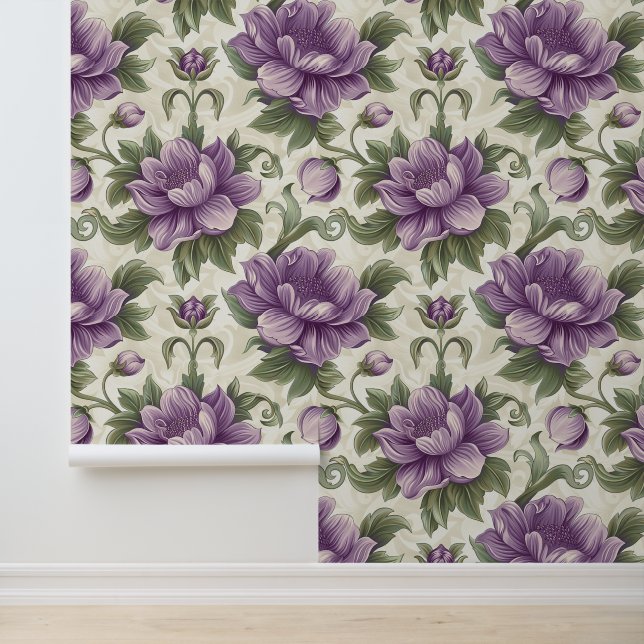 Papier Peint Damas texture luxueuse de violet de fleurs d'alto (Application)