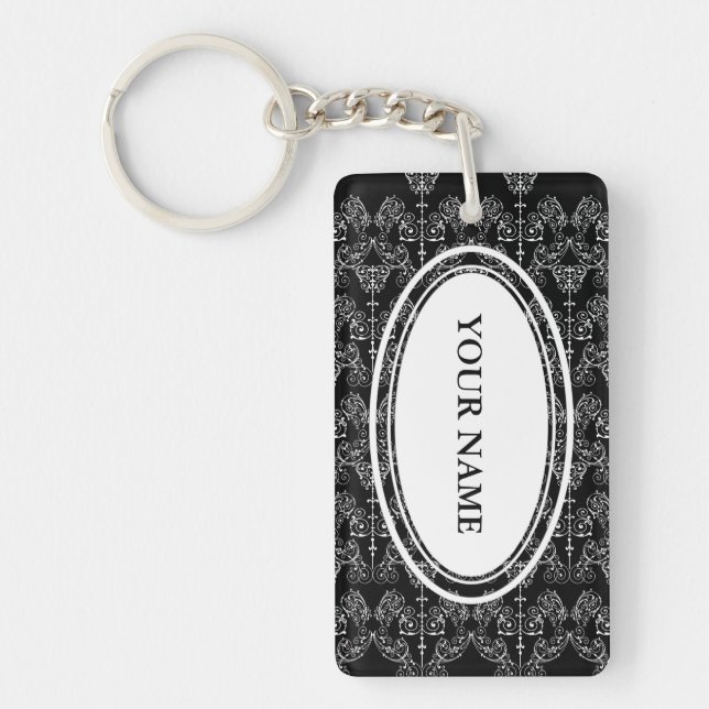 Papier peint Damas vintage - blanc + votre dossier (Devant)
