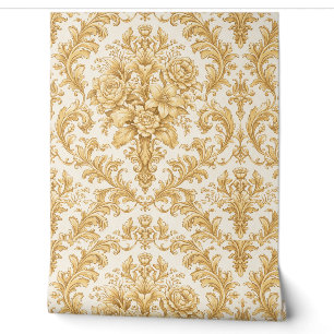 Papier Peint Damassé floral or