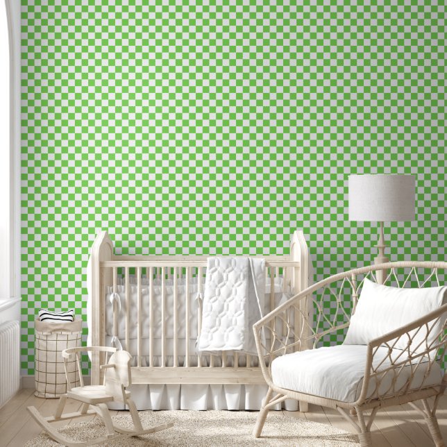 Papier Peint Damier vert gazon  (Enfants)