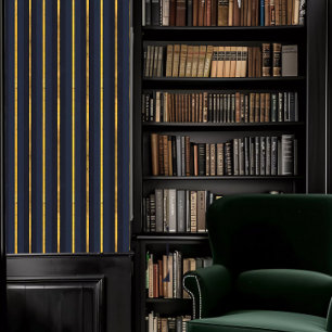 Papier Peint Dark Academia Alternatives Blues et Gold Stripes