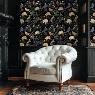 Papier Peint Dark Academia Floral Chinoiserie Style Fond d'écra