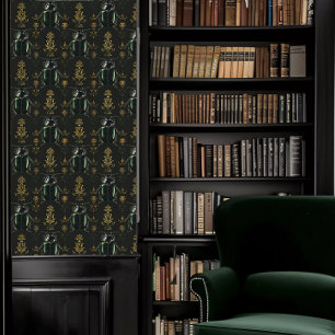 Papier Peint Dark Academia Petits coléoptères verts