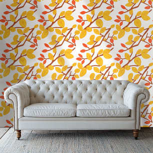 Papier peint de style moderne Branches orange et r