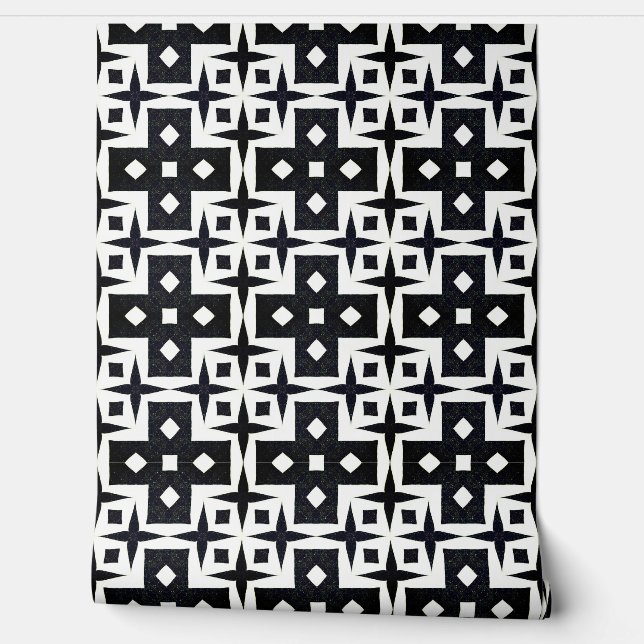 Papier Peint Déco géométrique Moderne Classique Chic Noir et Bl (Déroulement)