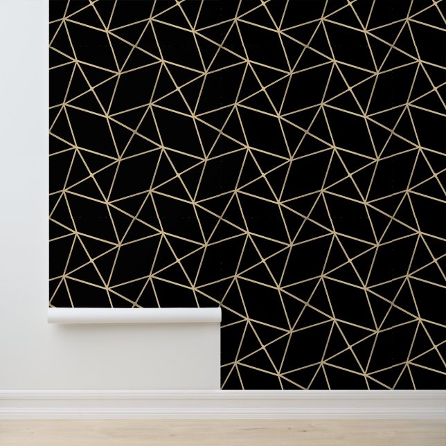 Papier Peint Déco Simple Géométrique Moderne Classique Noir Et  (Application)