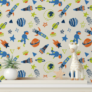 Papier Peint Décor de chambre d'enfants astronaute coloré pour 