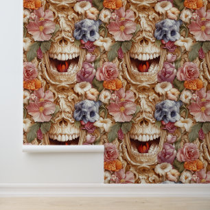 Papier Peint Décor de clinique dentaire à crâne fleuri de la Re