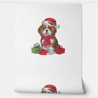 Papier Peint Décor de fête Père Noël Havanais Chien Noël