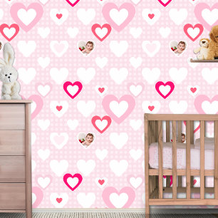 Papier Peint Décor photo pour bébé personnalisé rose