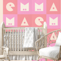 papier peint décor pour chambre de bébé avec préno