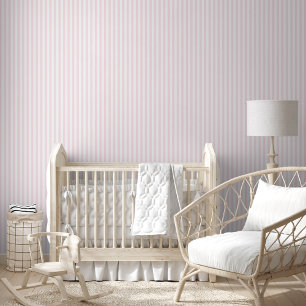 Papier Peint Décor rose blanc rayé Salle pour enfants