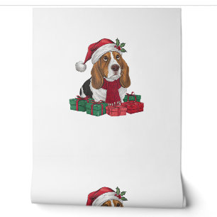 Papier Peint Décoration de fête de Noël Santa Basset Hound Chie
