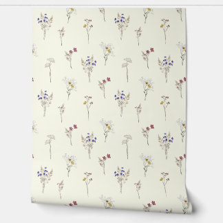 Papier Peint Delicate Meadow Wildflowers on Ivory White