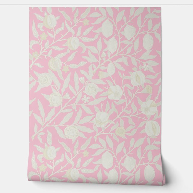 Papier Peint Delicate Pink dans le style de William Morris (Déroulement)
