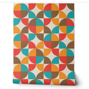 Papier Peint Demi-cercles Abstraits colorés du milieu du siècle