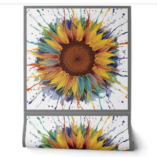 Papier Peint Design Abstrait d'art de tournesol à éclaboussure 