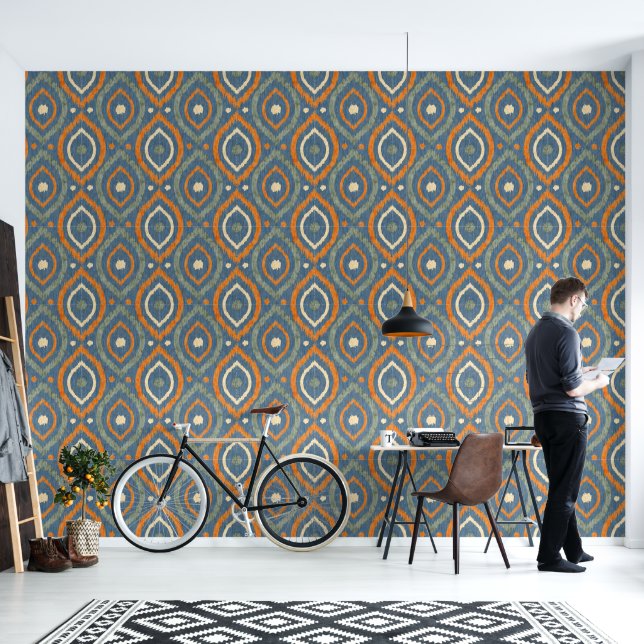 Papier Peint Design abstrait rétro dans le style navajo Ikat. (Salon)