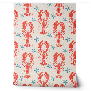 Papier Peint Design animal surréaliste Avec Motif de homard rou