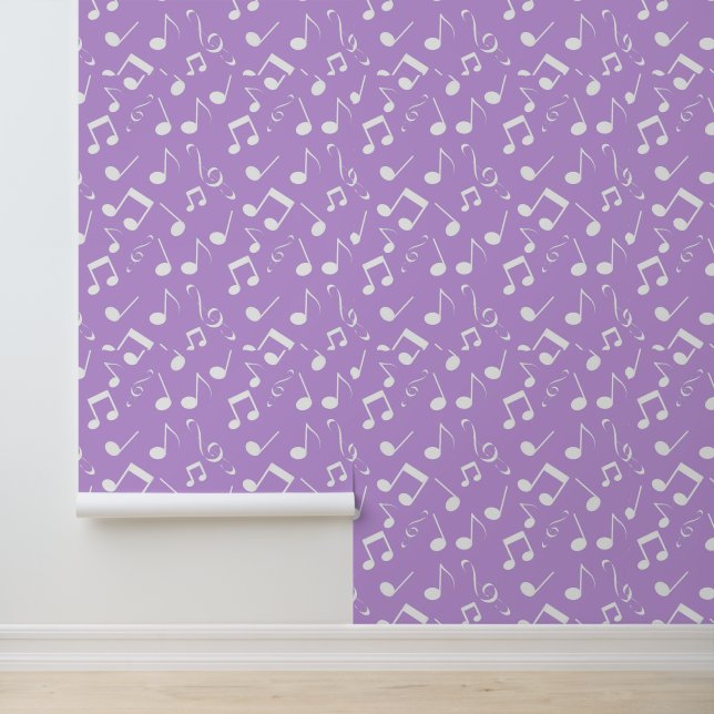 Papier Peint Design de notes musicales blanches (Application)